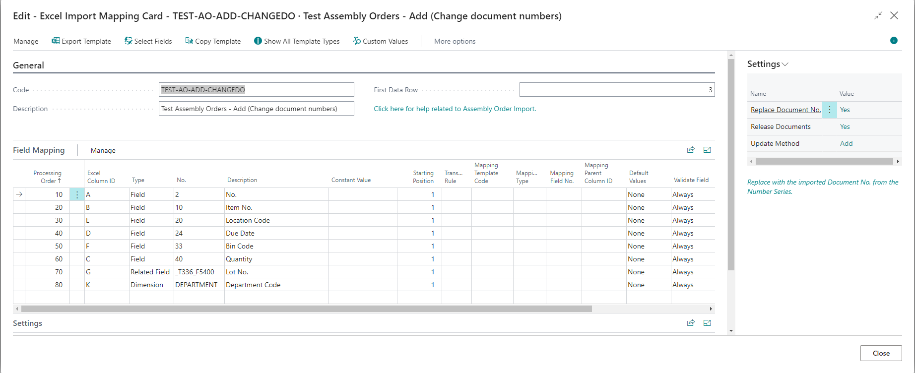 Assembly Order Template