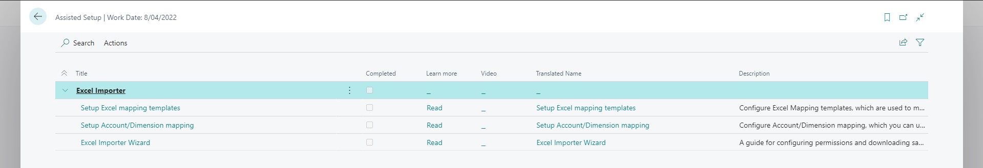 Excel Importer Assisted Setup