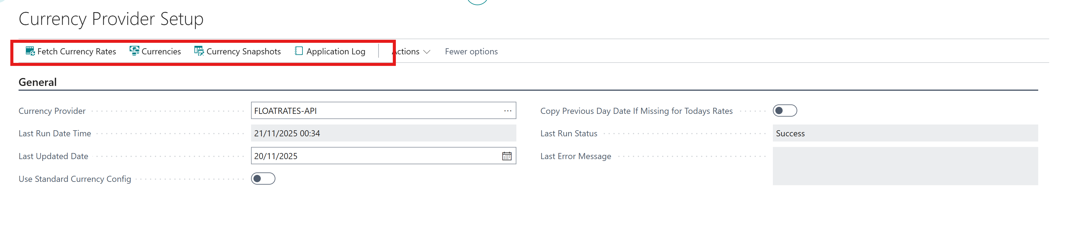 Currency Provider Setup