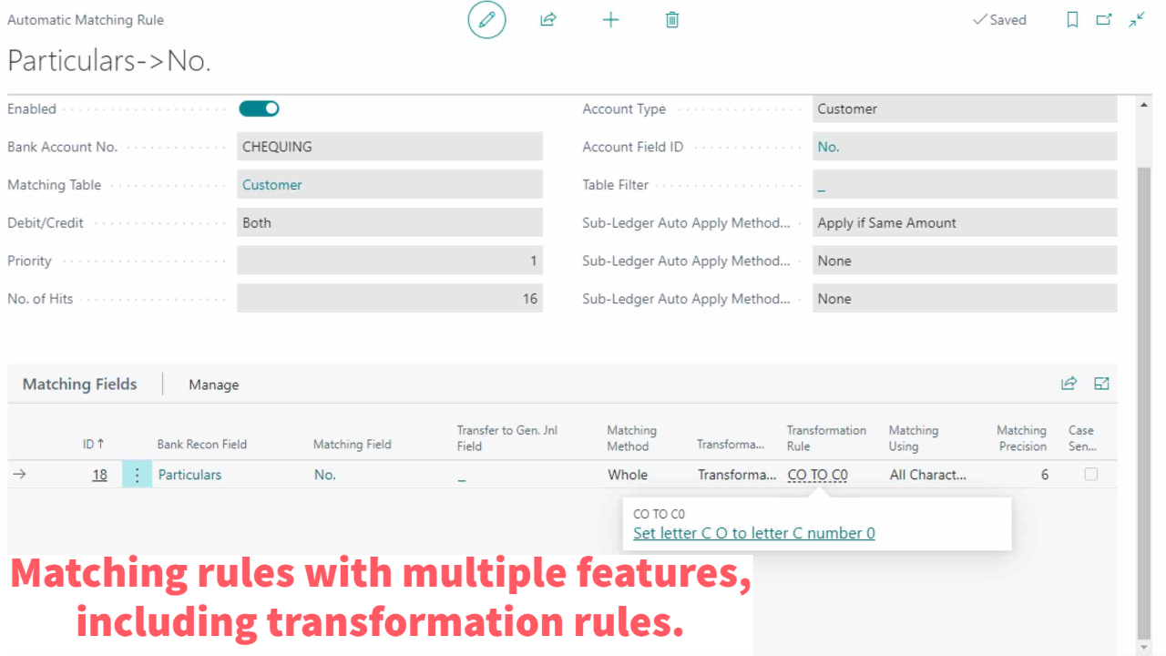 Automatic Matching Rule Configuration