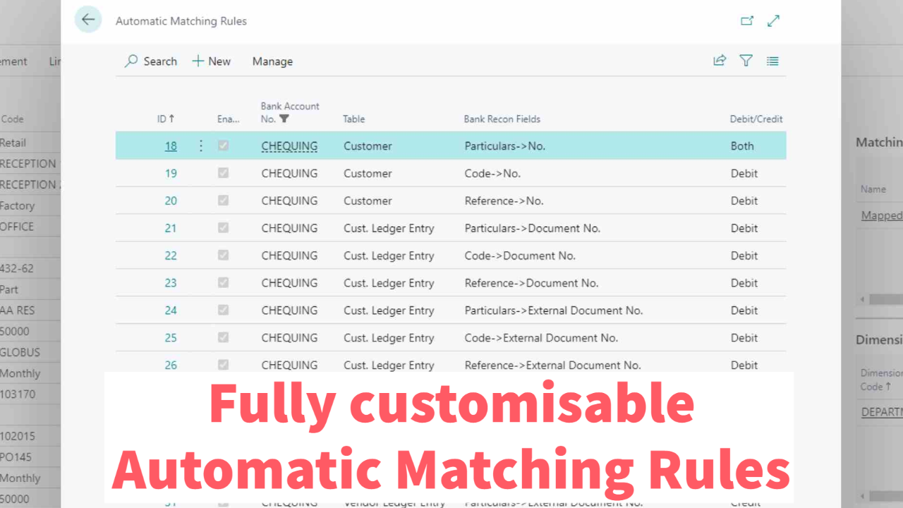 Automatic Matching Rules List