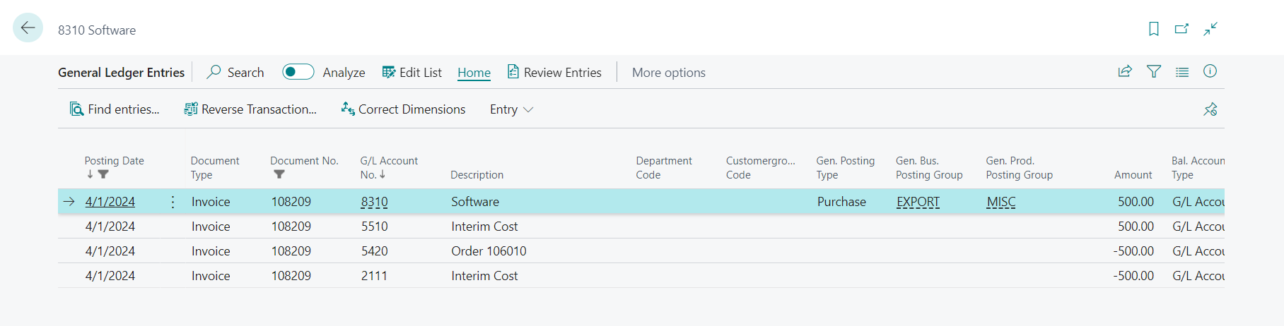 InvoiceGLEntries