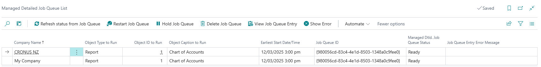 Managed Detailed Job Queues