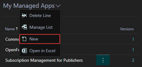 screenshot of list of my apps