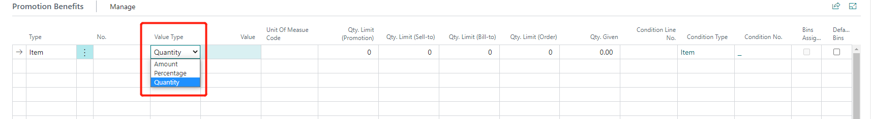 Promotion Benefits Field Value Type