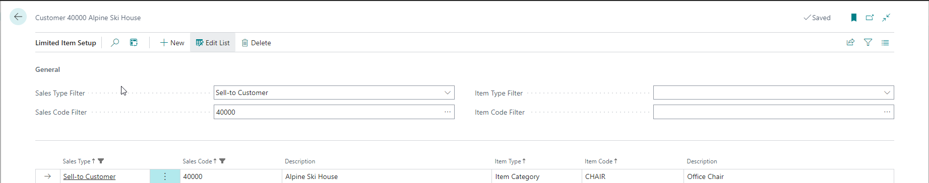 Limited Items Setup