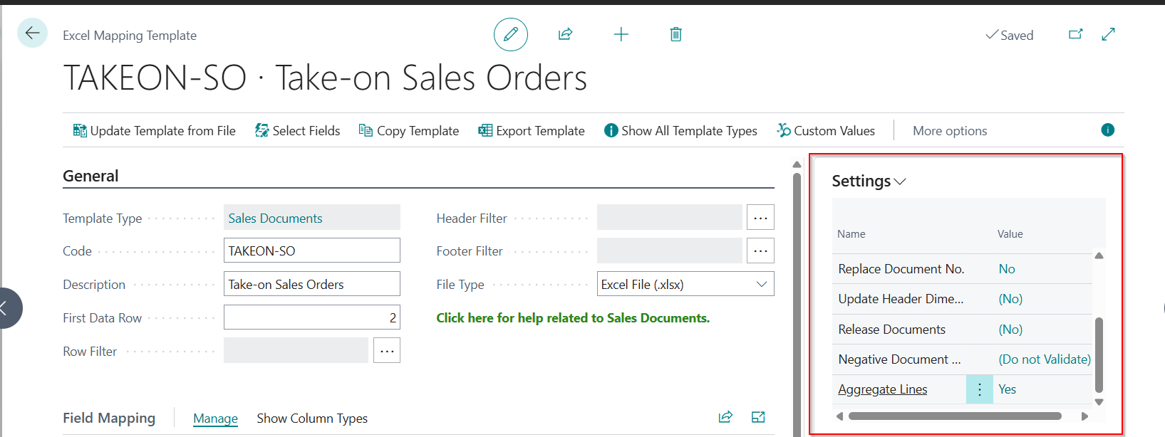 Sales Document Settings