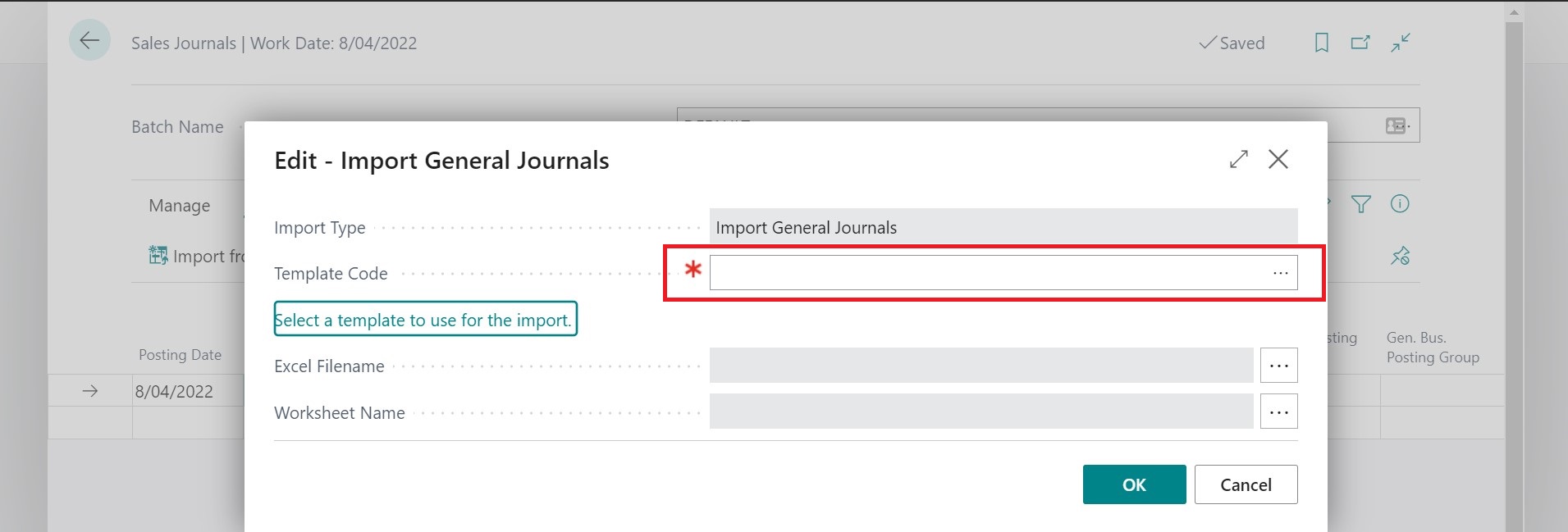 Sales Journal Select Template
