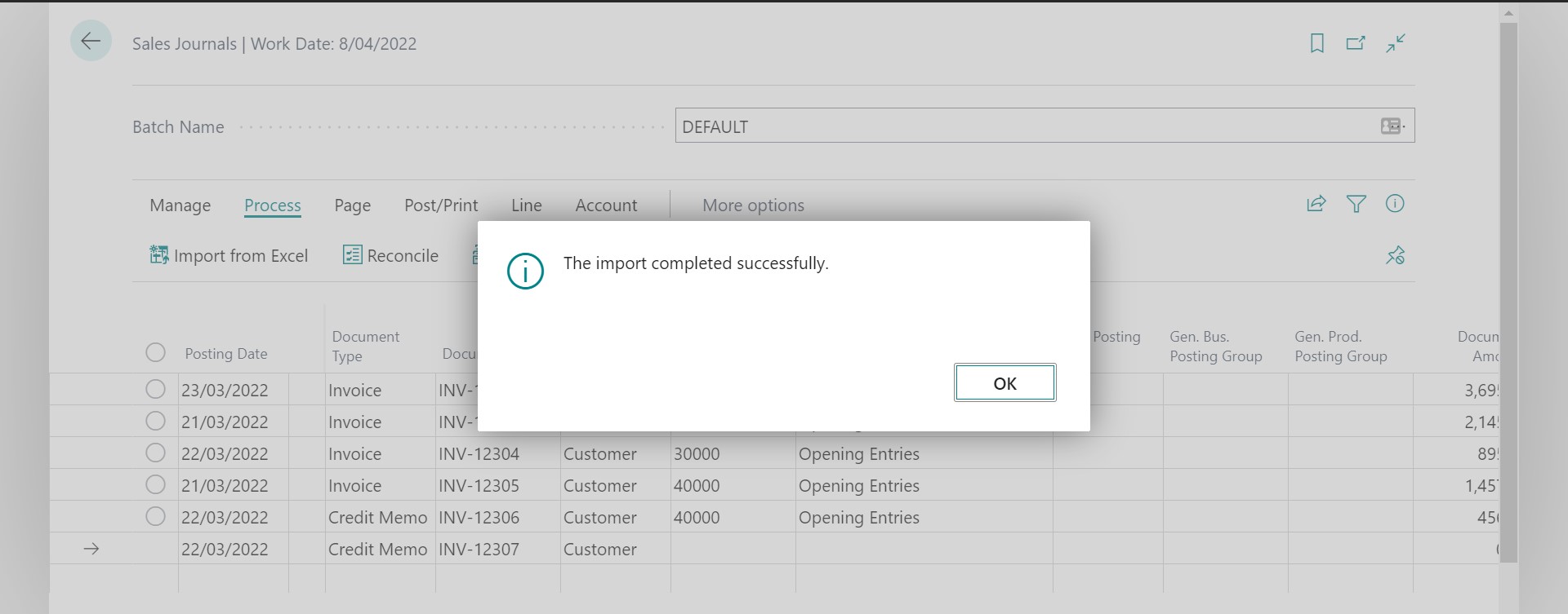 Sales Journal Select Template Completed