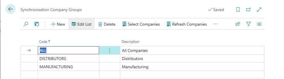 Synchronisation Company Groups