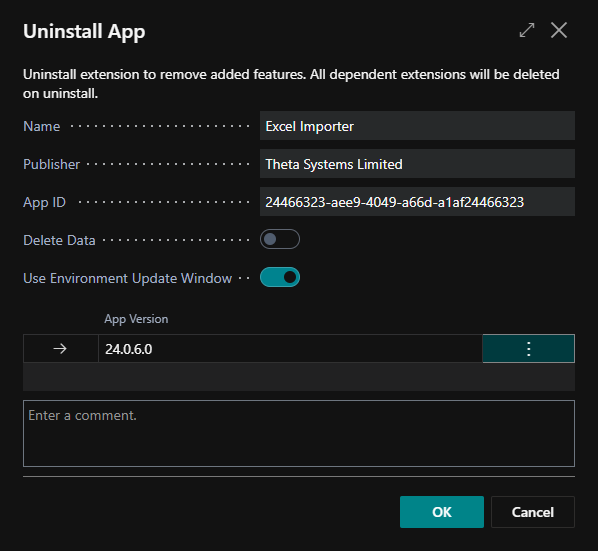 screenshot of uninstall app dialog