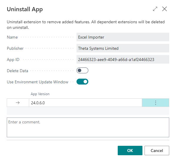 screenshot of uninstall app dialog