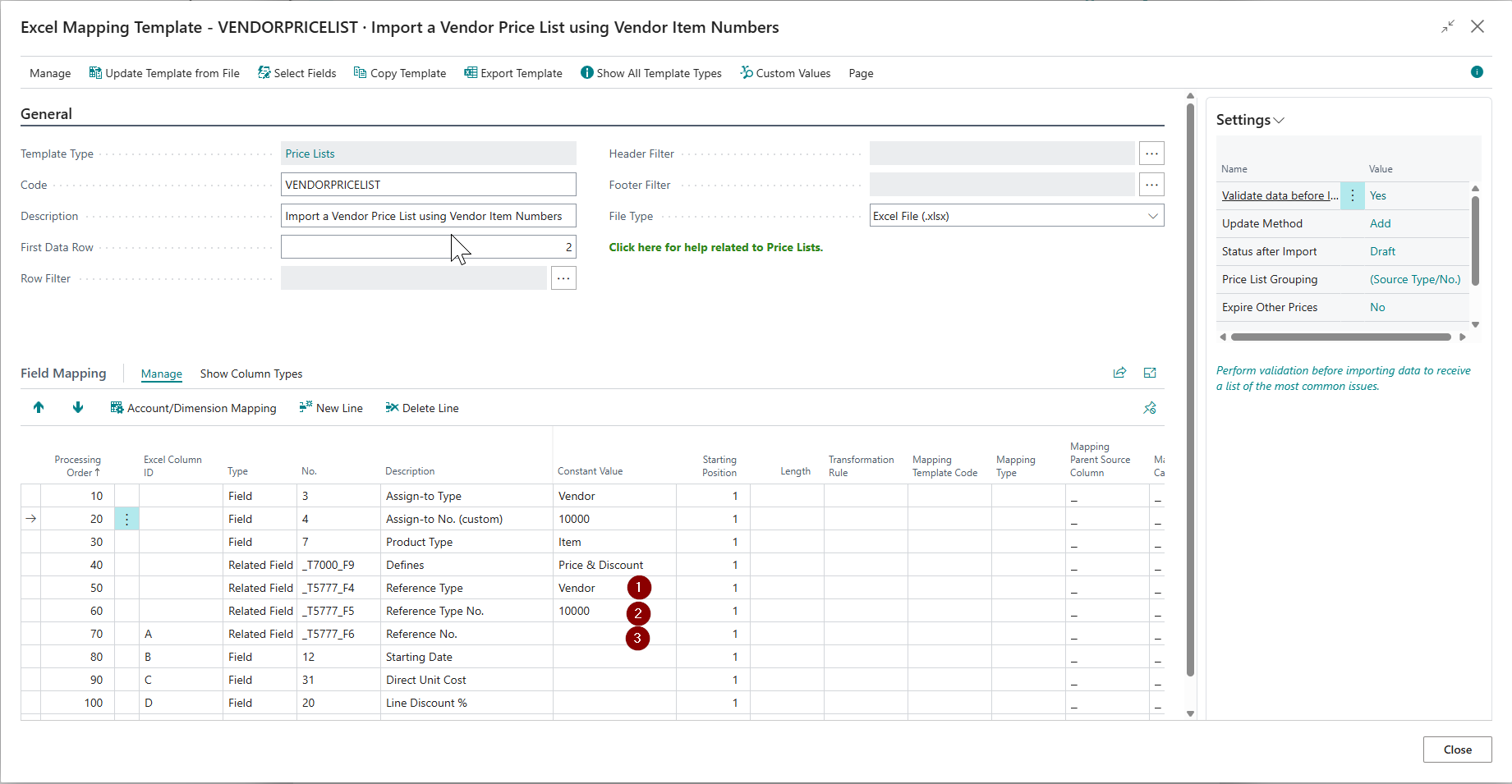 Vendor Price List Import